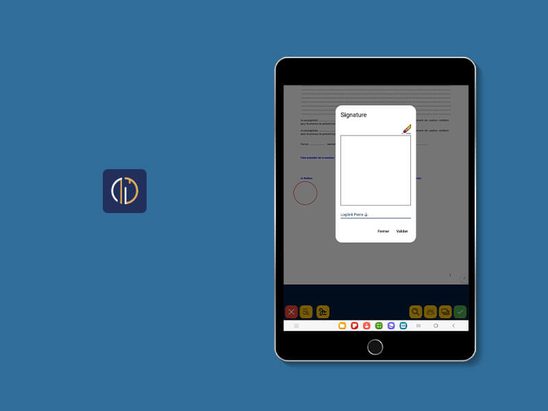 signature sur l'application opendoc sur tablette