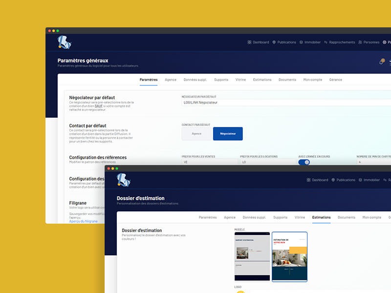 exemples pages personnalisation logiciel transaction