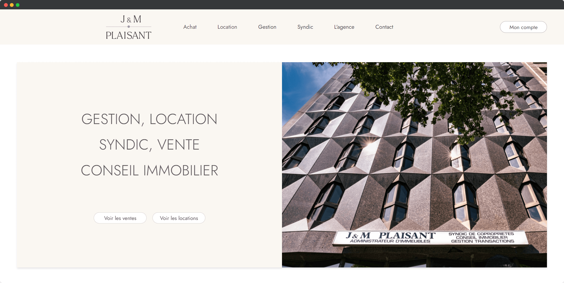 accueil du site de J&M plaisant